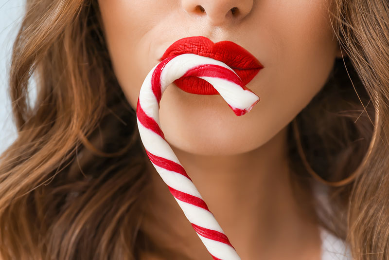Woman with Candy Cane
